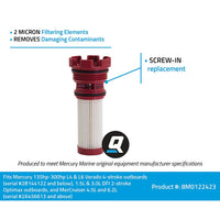 Quicksilver 8M0122423 Fuel Filter Element for Select Mercury and Mariner Outboards and MerCruiser Stern Drive Engines