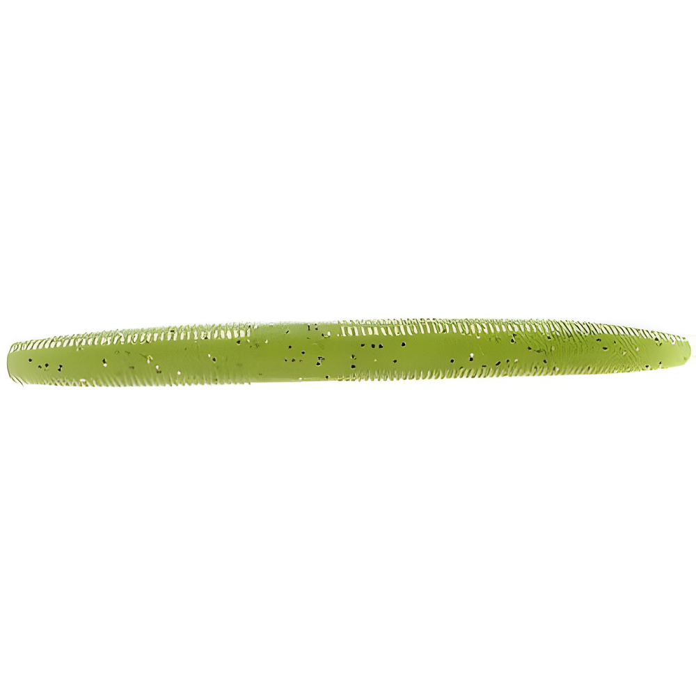 Green fishing lure with textured surface on a white background