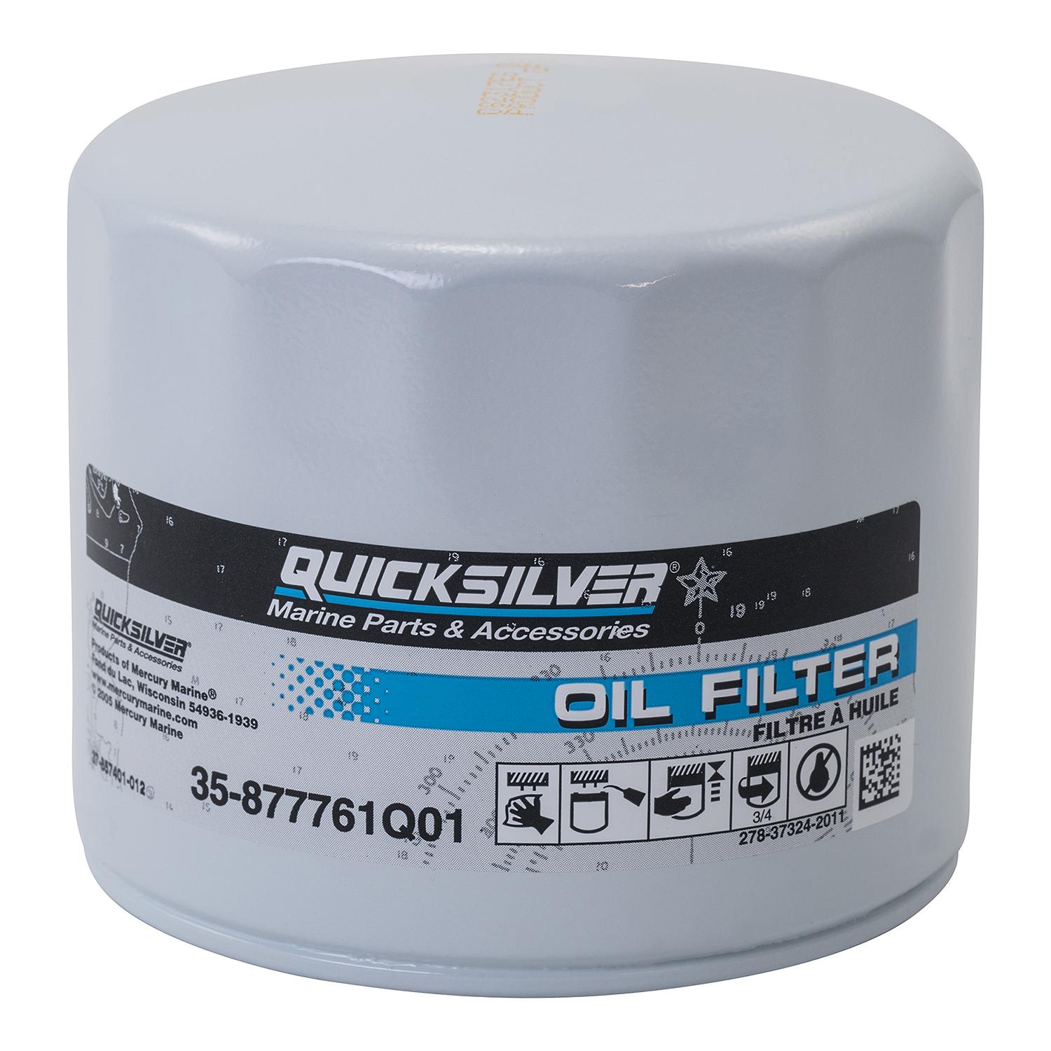 Quicksilver 877761Q01 Oil Filter for Select Mercury and Mariner 75-115 Hp Outboards and 150 Hp EFI 4-Stroke Outboards